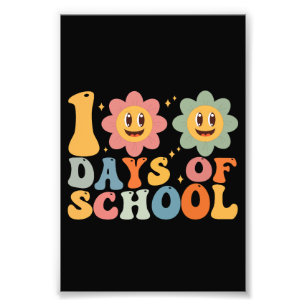 Leraar Kinderen Retro Groovy 100 Dagen School  Foto Afdruk