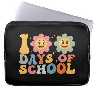 Leraar Kinderen Retro Groovy 100 Dagen School Laptop Sleeve