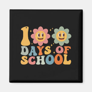Leraar Kinderen Retro Groovy 100 Dagen School  Magneet