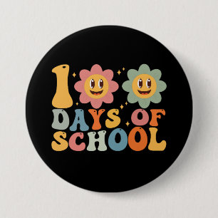Leraar Kinderen Retro Groovy 100 Dagen School Ronde Button 7,6 Cm