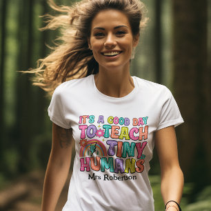 Leraar kleurrijk retro citaat t-shirt