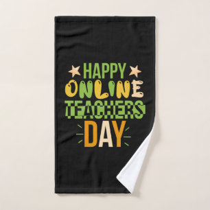 Leraar Kunst Happy Online Teacher Day Handdoek