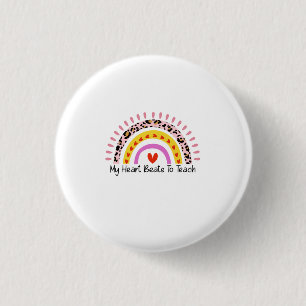 Leraar kunst mijn hart slaat om te leren ronde button 3,2 cm