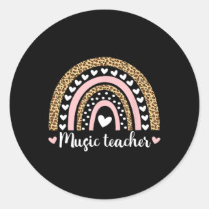 Leraar Leopard Boho Regenboog 100 dagen school Ronde Sticker
