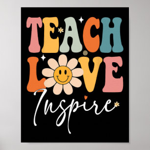 Leraar Leren Liefde Inspireer Retro Byck naar scho Poster