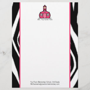 Leraar Letterhead - Zebra Print and Pink Custom Briefhoofd