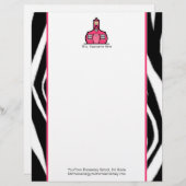Leraar Letterhead - Zebra Print and Pink Custom Briefhoofd (Voorkant / Achterkant)