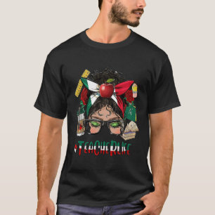 Leraar Leven Messy Bun Pride Mexicaanse vlag Moede T-shirt