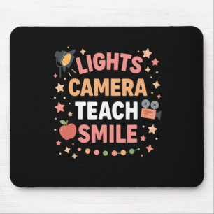 Leraar Lichten Camera Lesgeven Lach Leuk Terug Naa Muismat