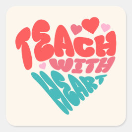 Leraar met hart vierkante sticker