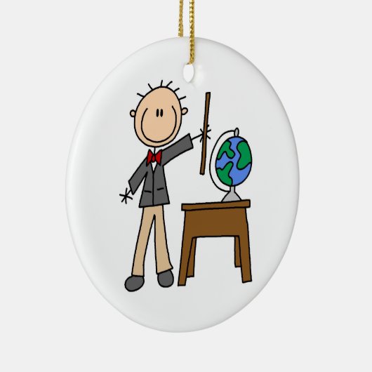 Leraar met Wereldbol Keramisch Ornament (Rechts)