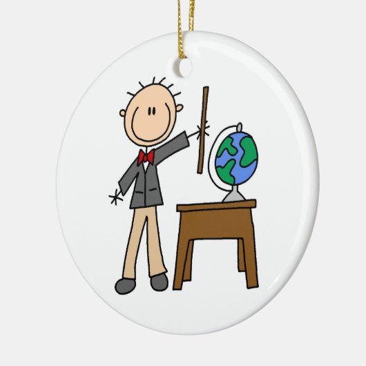 Leraar met Wereldbol Keramisch Ornament (Links)