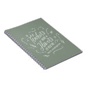 Leraar modern elegant script sage green script 3 notitieboek (Rechterzijde)