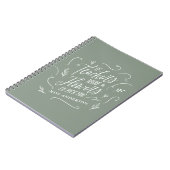 Leraar modern elegant script sage green script 3 notitieboek (Linkerzijde)