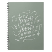 Leraar modern elegant script sage green script 3 notitieboek (Voorkant)