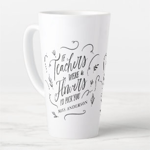 Leraar moderne elegante script zwarte witte sleute latte mok
