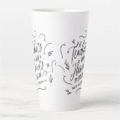 Leraar moderne elegante script zwarte witte sleute latte mok (Voorkant)