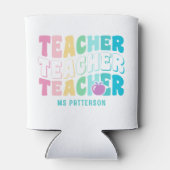 Leraar Moderne Regenboog Kleuren Gepersonaliseerde Blikjeskoeler (Achterkant)