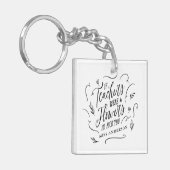 Leraar moderne typografie elegant script bloemen sleutelhanger (Voorkant Links)