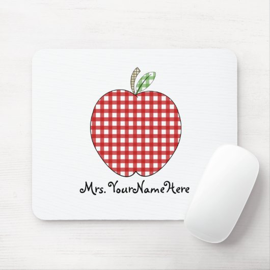 Leraar Mousepad - Red Gingham Apple Muismat (Met muis)