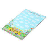 Leraar Naam Classroom Cute Animals op schoolbus Notitieblok (Schuin)