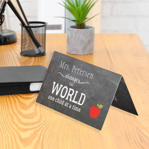 Leraar naam krijt witte typografie kaart