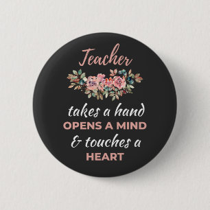 Leraar neemt hand in hand ronde button 5,7 cm