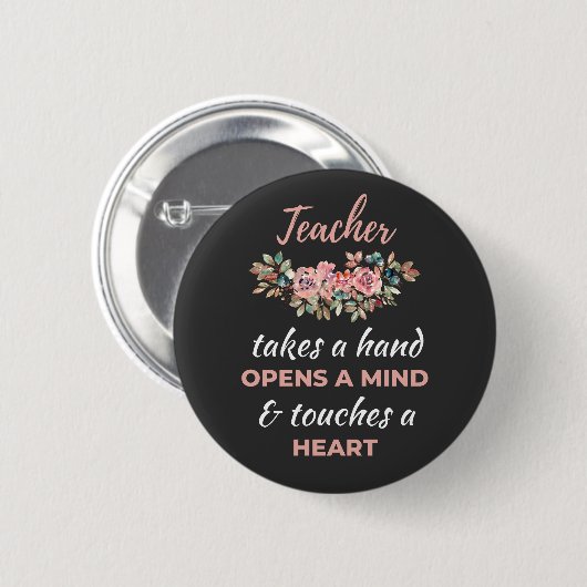 Leraar neemt hand in hand ronde button 5,7 cm (Voorkant /achterkant)