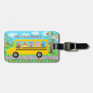 Leraar of bus driver Cute Animals Aangepaste naa Bagagelabel