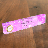 Leraar Ondernemer Gift Paarse Sparkle Naambordje (Zijkant)