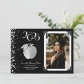 Leraar Onderwijs Silver Afstuderen Black Kaart (Staand voorkant)