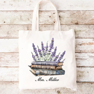 Leraar Op maat gemaakt lavendel bloemen bruiloft Tote Bag