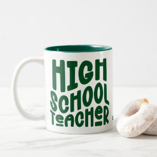 Leraar op Middelbare School Donkergroene Tekst Tweekleurige Koffiemok