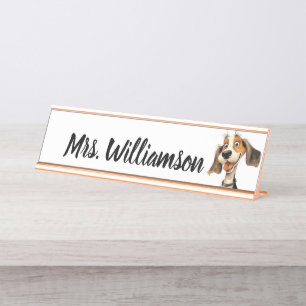 Leraar Opvoeder Schattigee Puppy Dog Desk Naam Bureau Naambordje