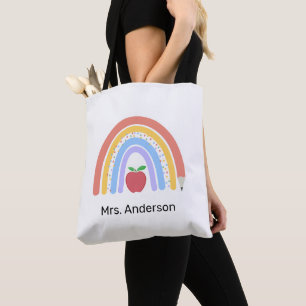 Leraar Pastel gekleurde regenboog Draagtas