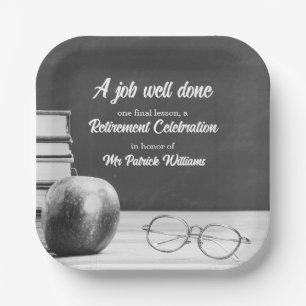 Leraar Pensioen schoolbord Apple Boeken Noir Papieren Bordje