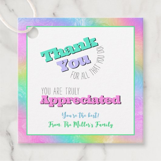 Leraar/Personeel Waardering Dank u Cadeau Label (Voorkant)