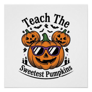 Leraar Pompoen Shirt Schattig Halloween Klas Ontwe Perfect Poster
