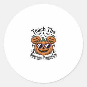 Leraar Pompoen Shirt Schattig Halloween Klas Ontwe Ronde Sticker