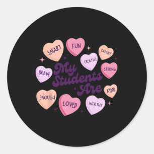 Leraar Positieve Affirmaties Valentijns Candy Hart Ronde Sticker