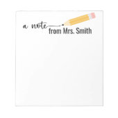 Leraar potlood "een notitie van" Notitieblok (Voorkant)