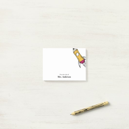 Leraar potlood Ruimteschip Rocket School Post-it® Notes (Op bureau)