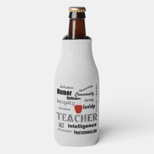 Leraar Pride Text Design-Red Apple Flesjeskoeler (Fles Voorkant)