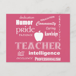 Leraar Pride+White Text Design/Roze Briefkaart
