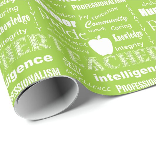 Leraar Pride Word Cloud+Apple/Lime Green Cadeaupapier (Rol Hoek)