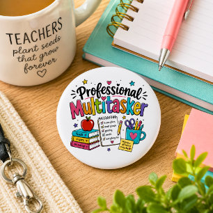 Leraar Professionele Multitasker Ronde Button 5,7 Cm