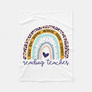Leraar Rainbow Leopard Print Reading Specialist Fleece Deken