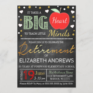 Leraar Retirement Chalkboard neemt een groot hart  Kaart