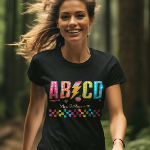 Leraar retro abc terug naar school t-shirt