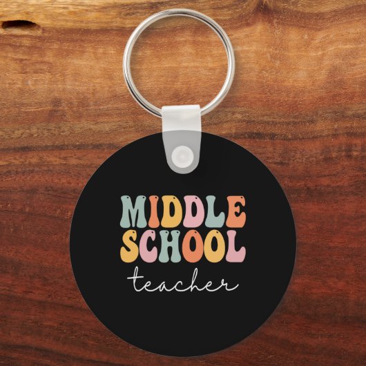 Leraar Retro Groovy, eerste dag Sleutelhanger (Achterkant)